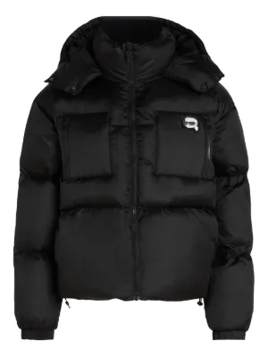 ジャケット KARL LAGERFELD Women Jackets 230W1402999 Black Logo Patch Hooded Bomber Jacket | Jackets & Blazers | Karl