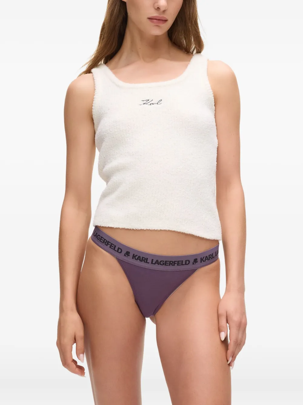 Karl Lagerfeld Drie strings van stretch-katoen Beige