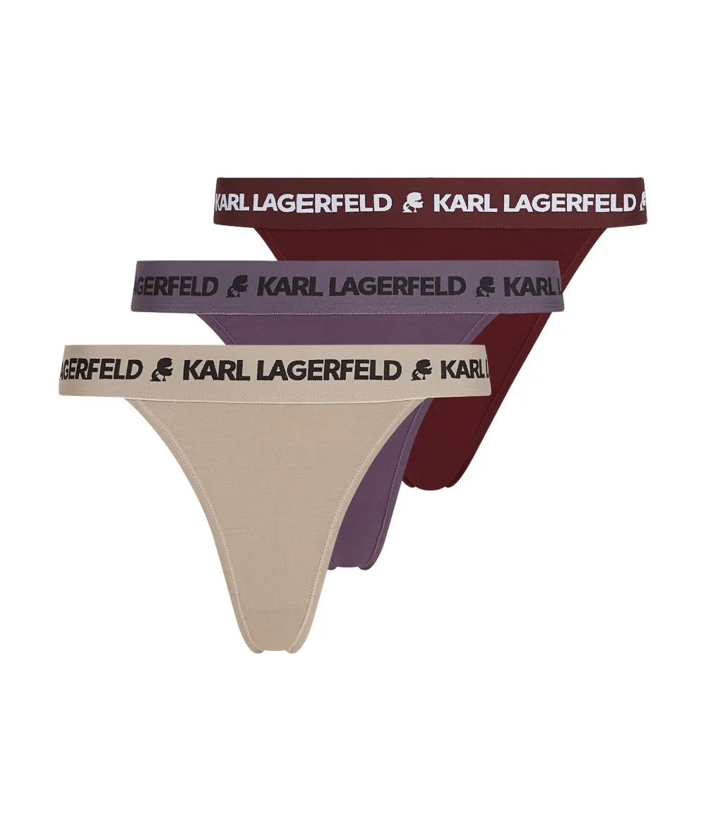 Karl Lagerfeld Drie strings van stretch-katoen Beige