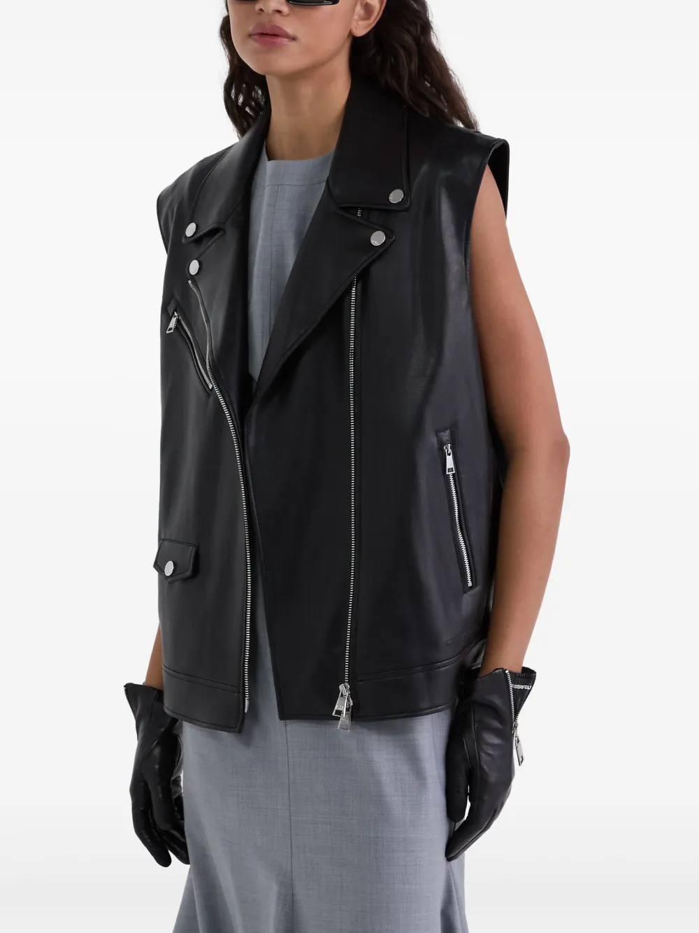 Shop Karl Lagerfeld Faux-leather Gilet