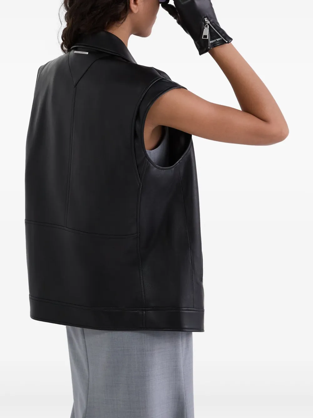 Shop Karl Lagerfeld Faux-leather Gilet