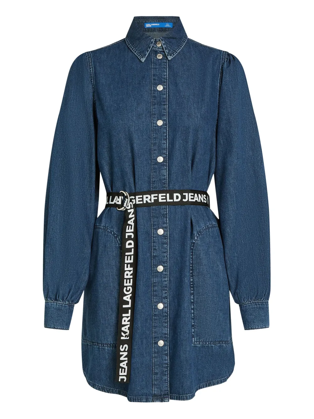 puff-sleeves denim dress