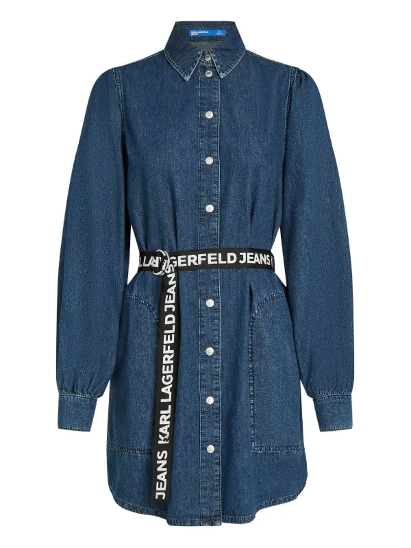 KL Jeans - Puff-Sleeved Denim Dress, Woman, Blue, Size: Xs