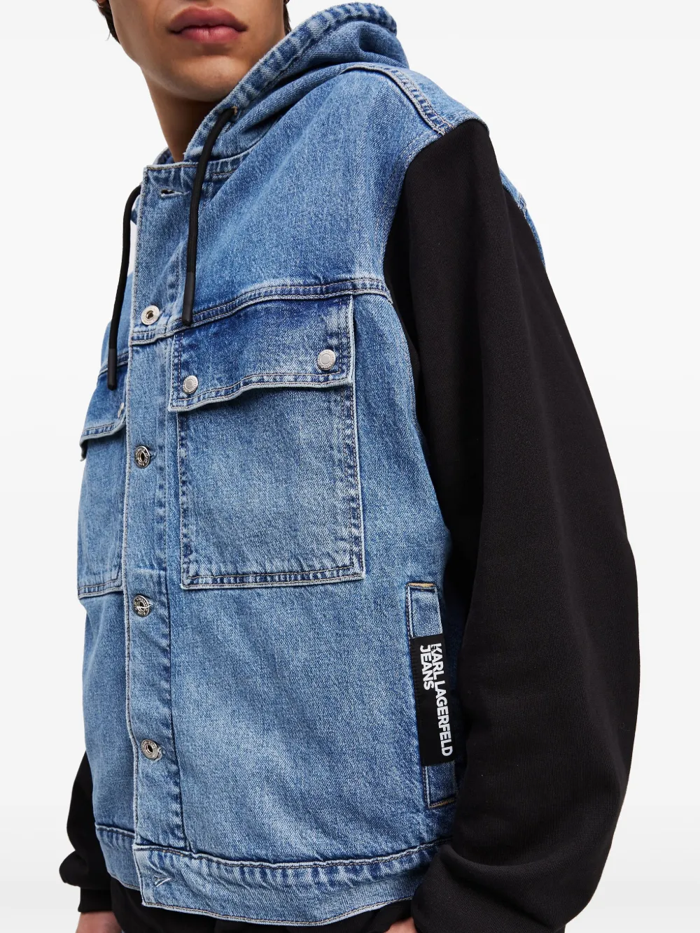 Karl Lagerfeld Jeans Denim jack met capuchon Blauw