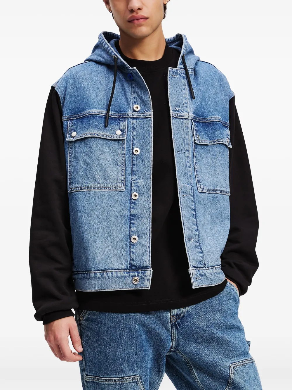 Karl Lagerfeld Jeans Denim jack met capuchon Blauw