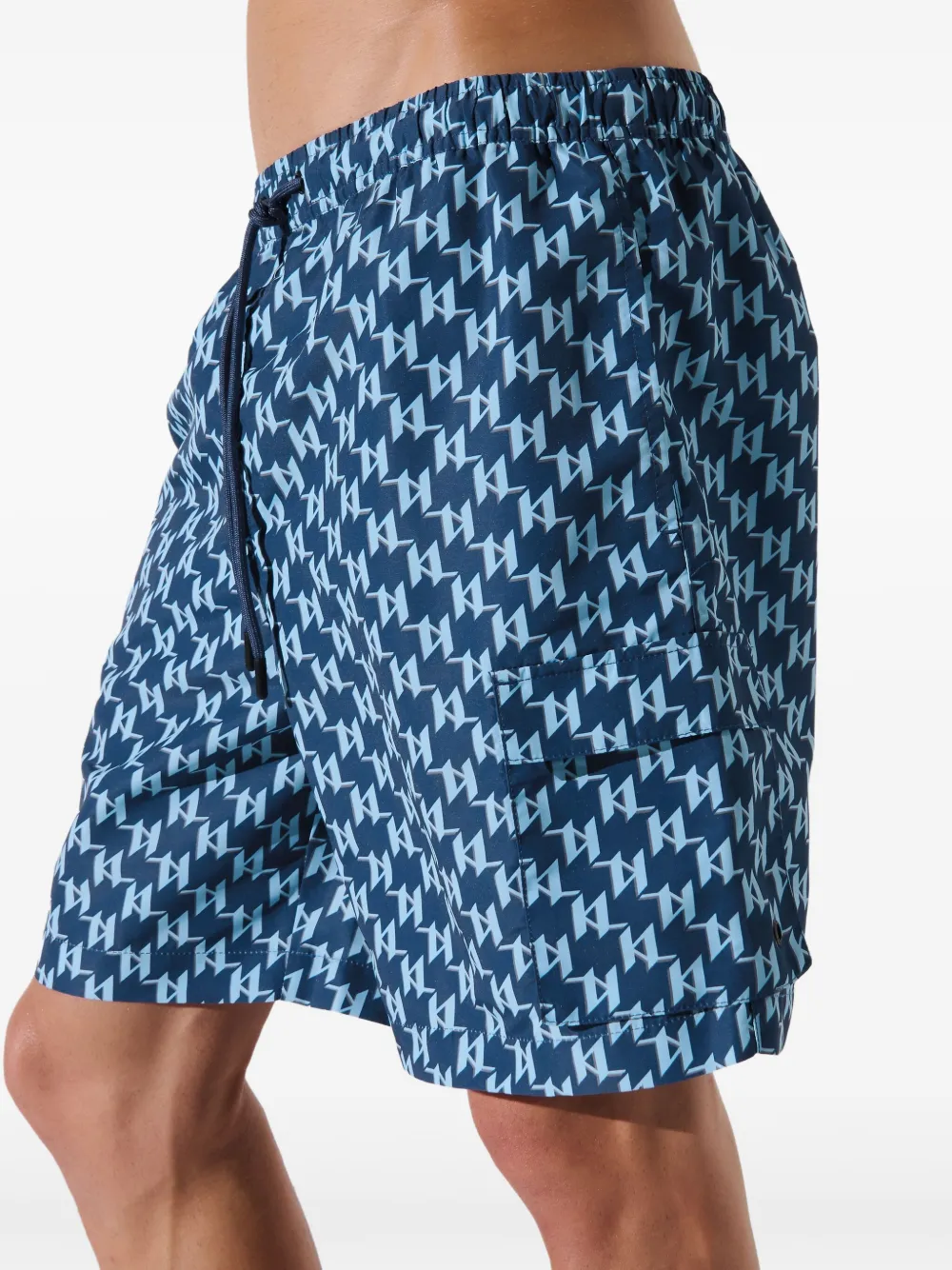 Karl Lagerfeld Zwembroek met monogram Blauw