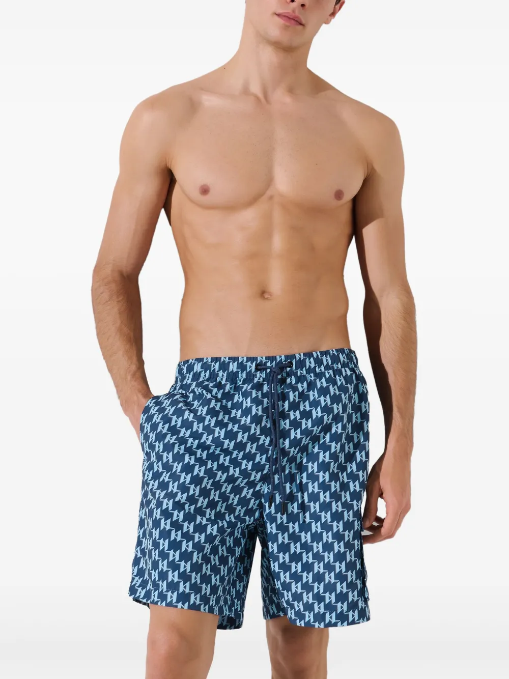 Karl Lagerfeld Zwembroek met monogram Blauw