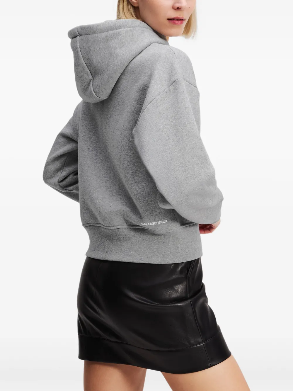 Karl Lagerfeld Cropped hoodie met Ikon-patch Grijs