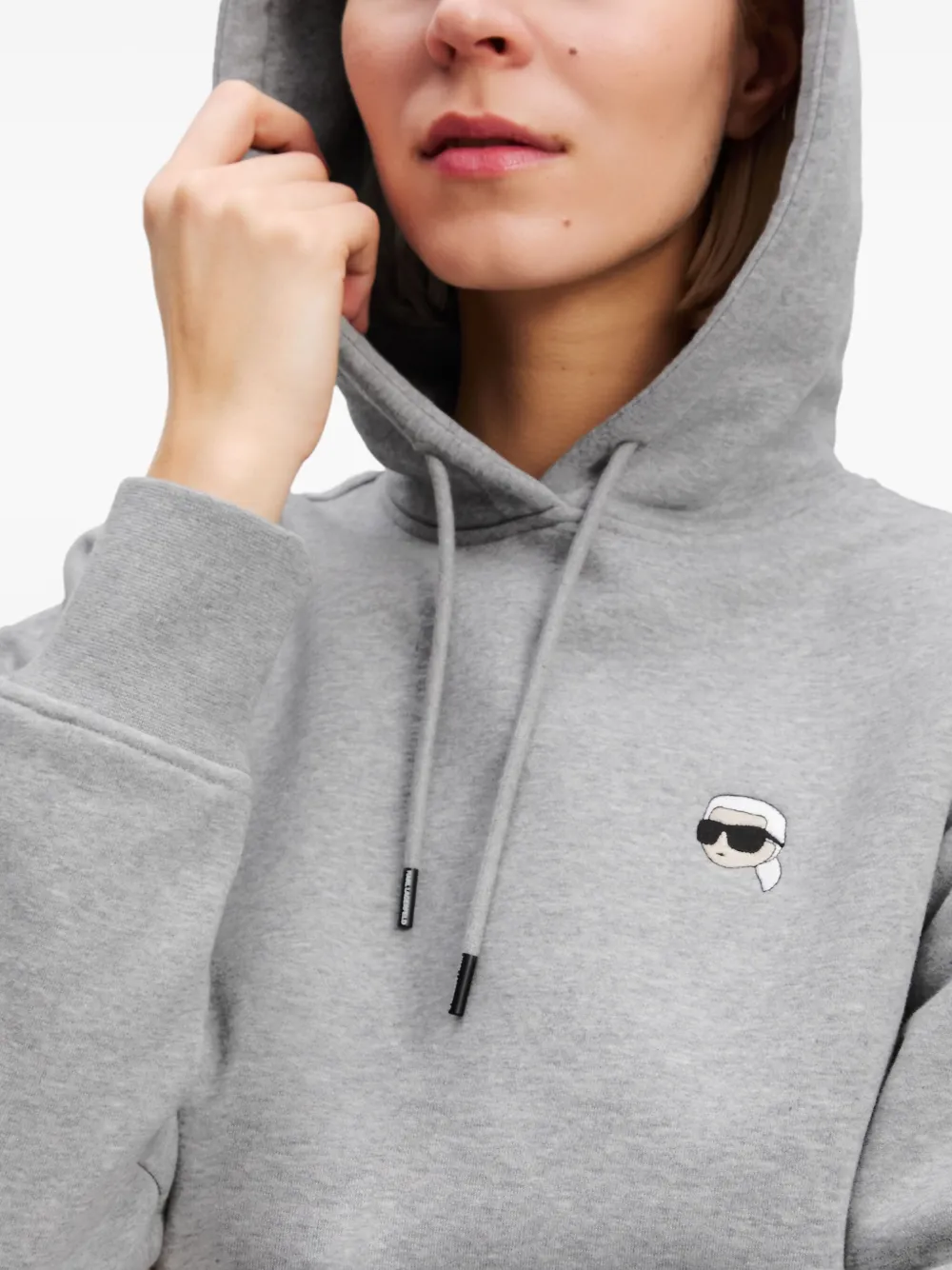 Karl Lagerfeld Cropped hoodie met Ikon-patch Grijs