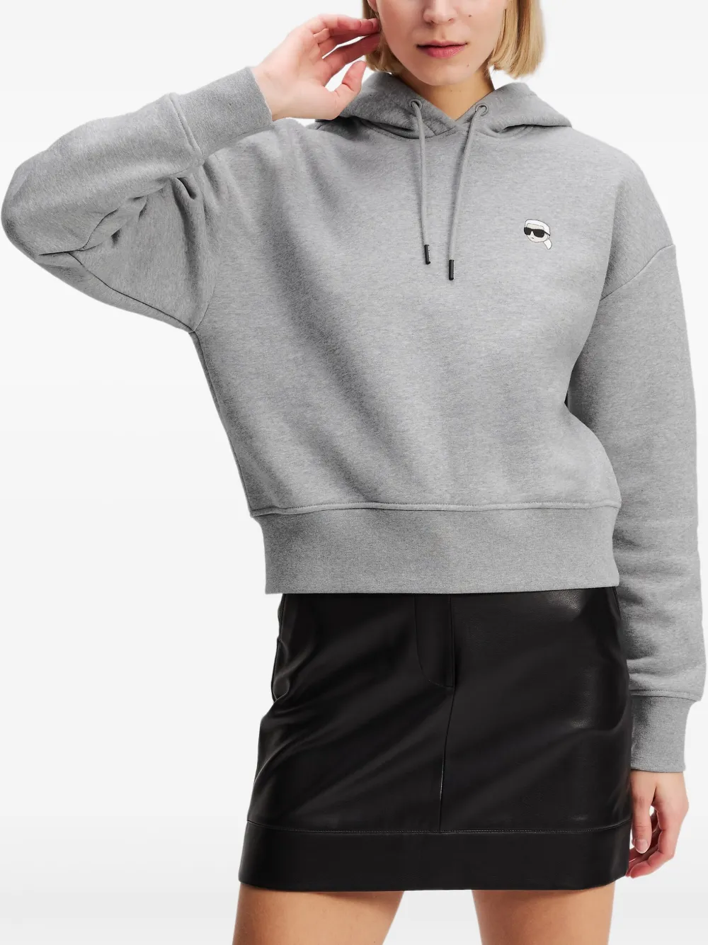 Karl Lagerfeld Cropped hoodie met Ikon-patch Grijs