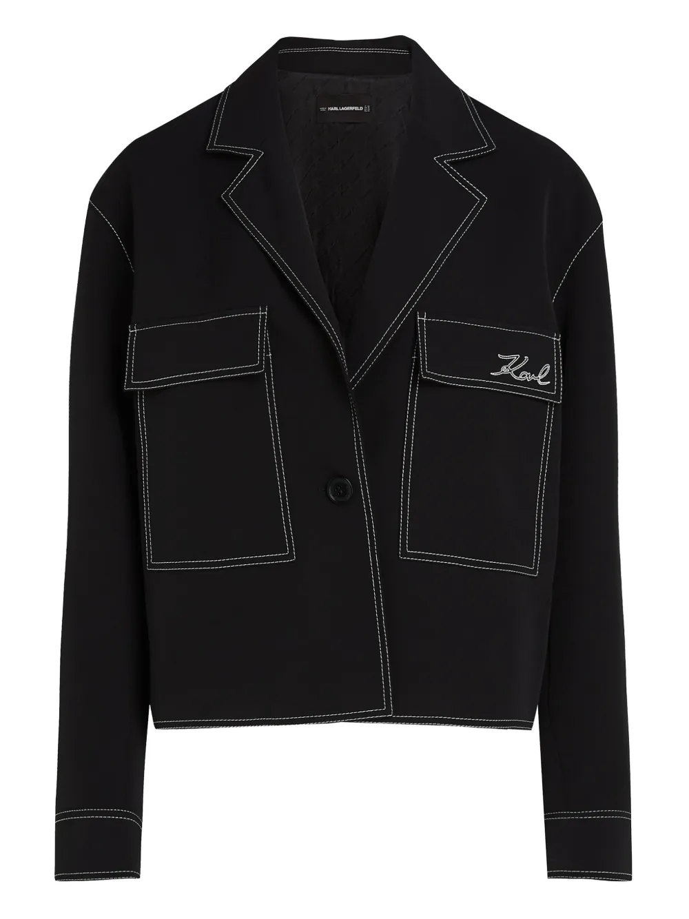 Karl Lagerfeld Blazer met contrasterend stiksel Zwart