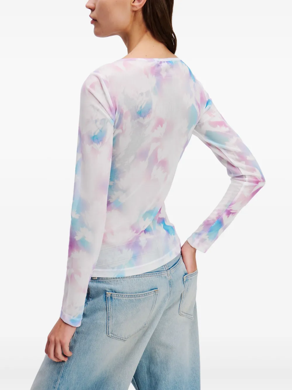 Karl Lagerfeld Jeans Mesh T-shirt met all-over print Wit
