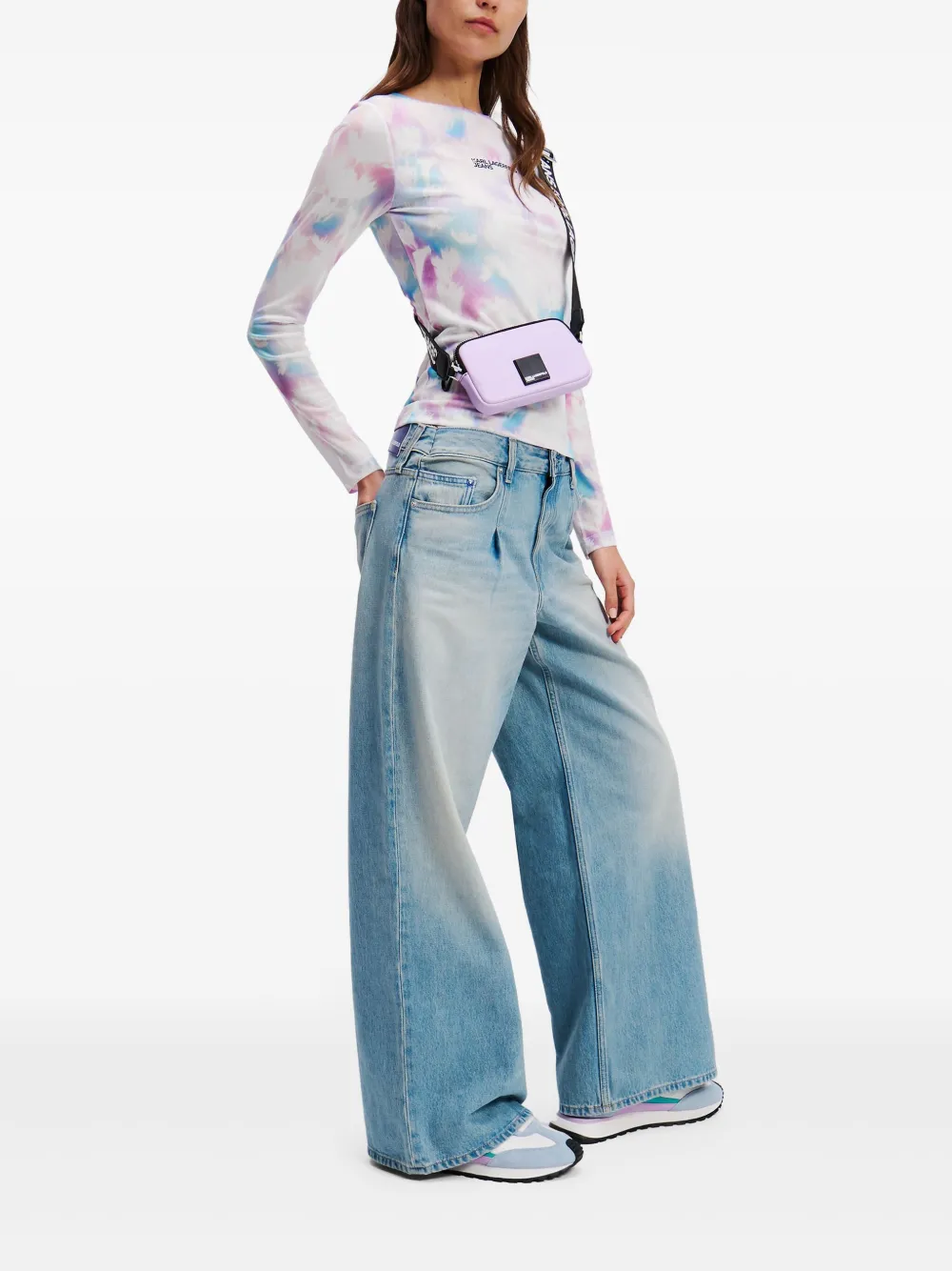 Karl Lagerfeld Jeans Mesh T-shirt met all-over print Wit