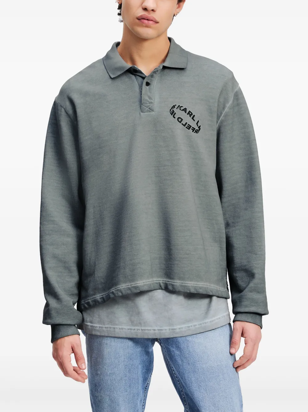 Karl Lagerfeld Jeans Poloshirt met logoprint Grijs