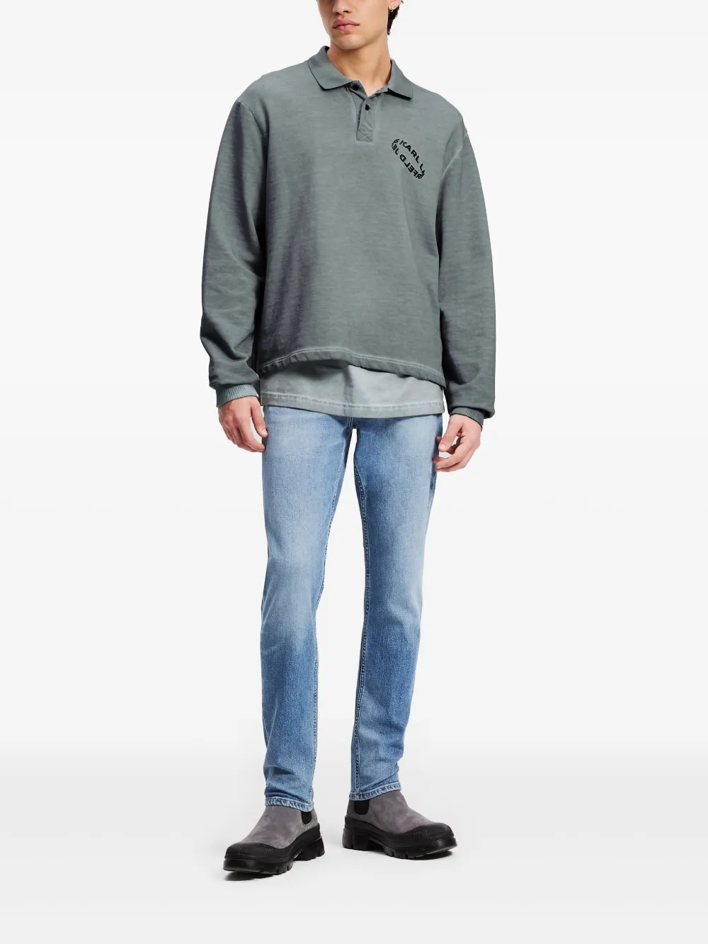 Karl Lagerfeld Jeans Poloshirt met logoprint - Grijs