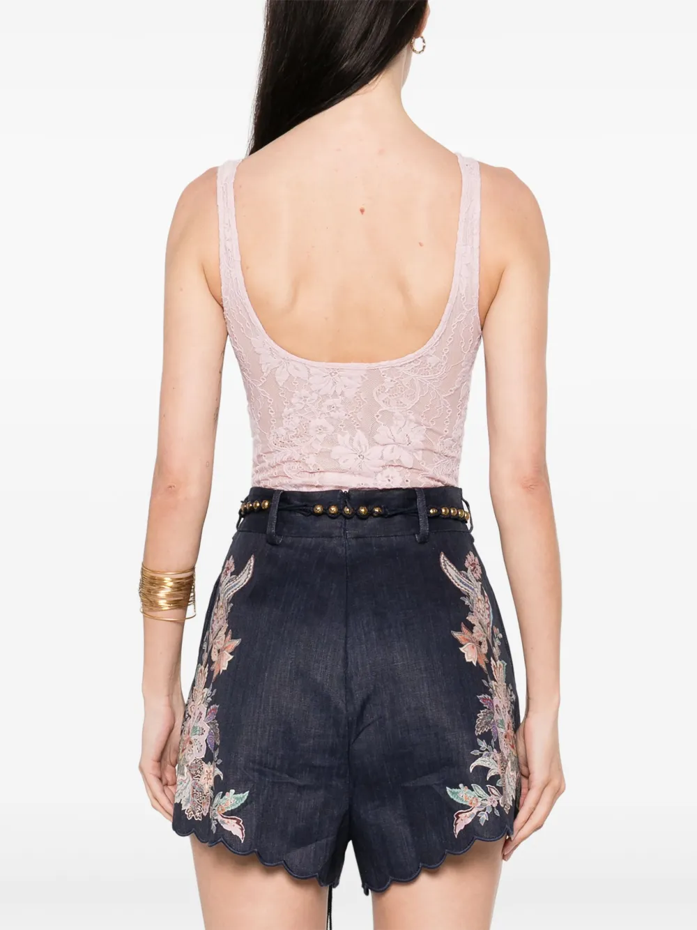 ZIMMERMANN Kanten body met diepe ronde hals Roze