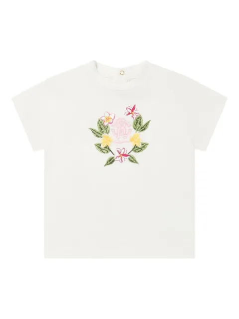 Roberto Cavalli Junior floral-embroidered T-shirt