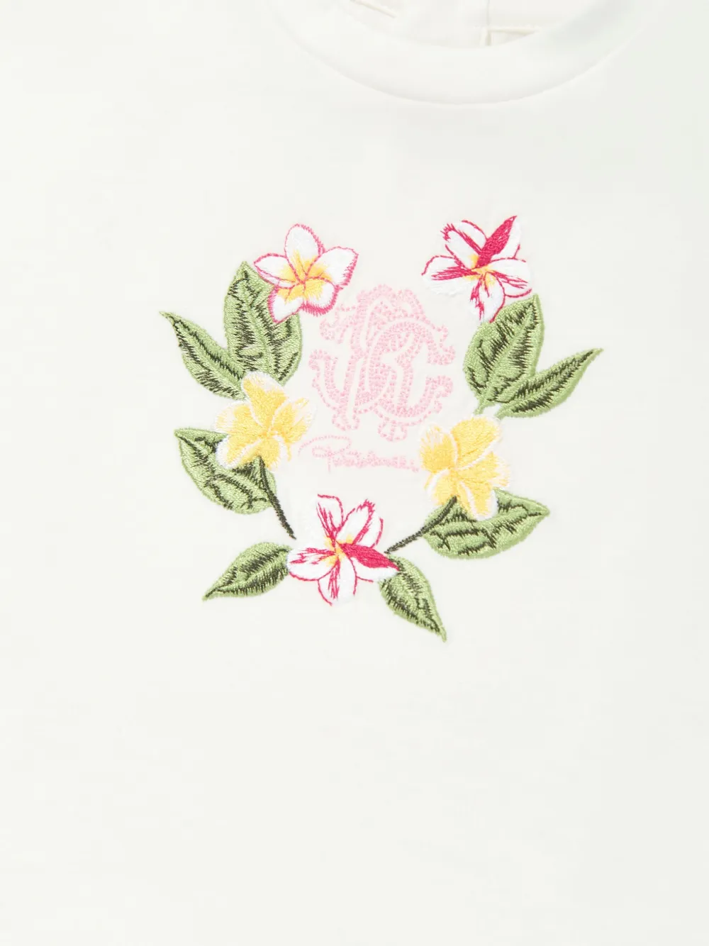 Roberto Cavalli Junior T-shirt met geborduurde bloemen Wit
