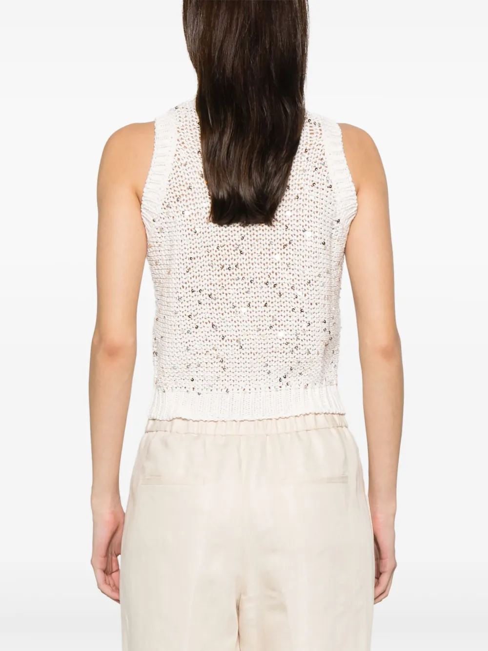 Shop Peserico Sequin-detail Vest In Neutrals