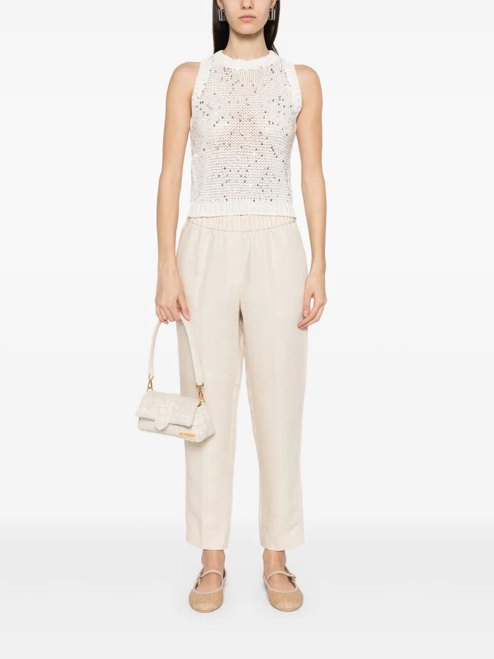 Shop Peserico Sequin-detail Vest In Neutrals