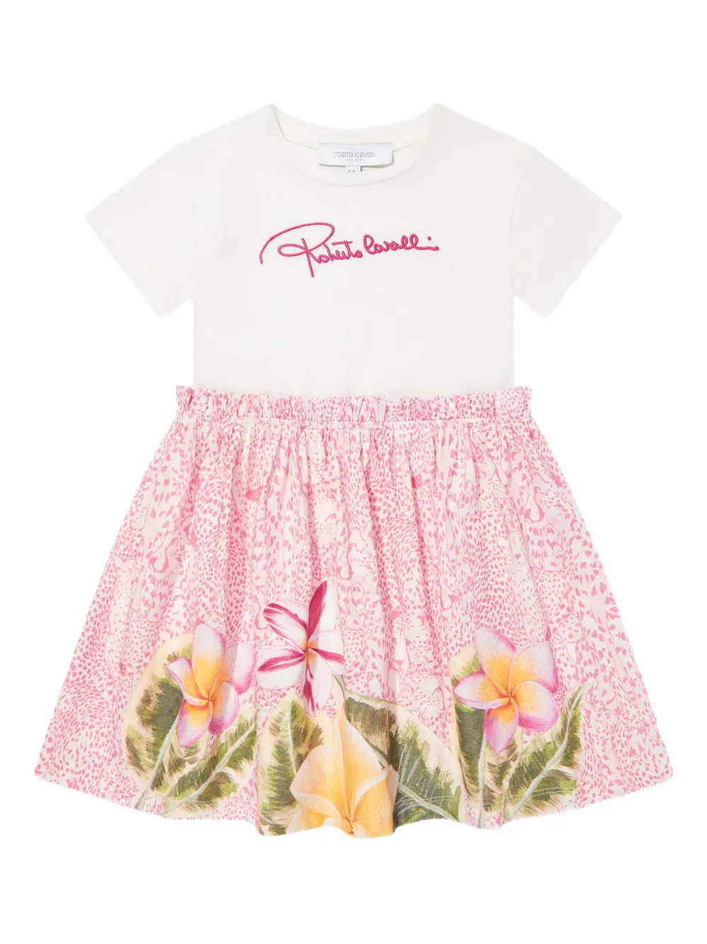 Roberto Cavalli Junior Jurk met geborduurd logo Wit