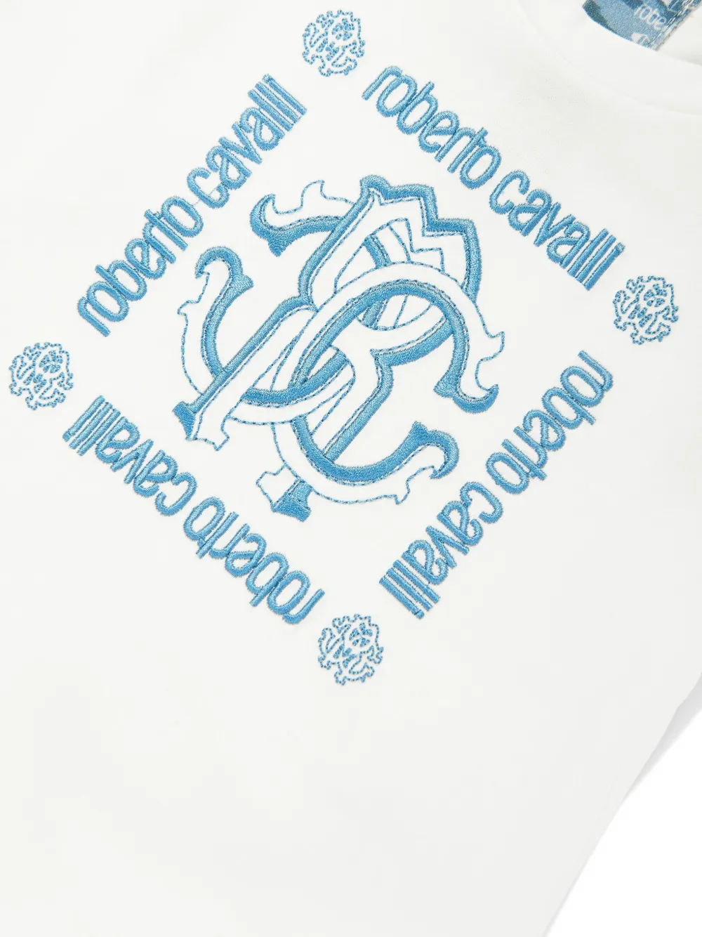 Roberto Cavalli Junior T-shirt met geborduurd logo Wit