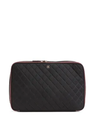 CHANEL ブラック ナイロン ノートパソコンケース CHANEL Pre-Owned 2000s Large Nylon Quilted Laptop Case Bag | Black