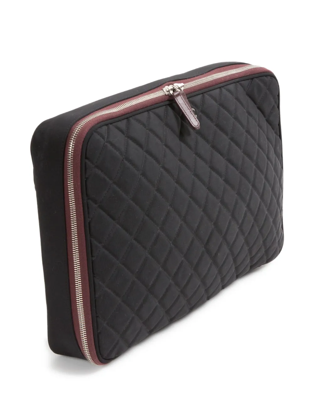  Chanel Pre-owned 2000s Large Nylon Quilted Laptop Case Bag - Black 