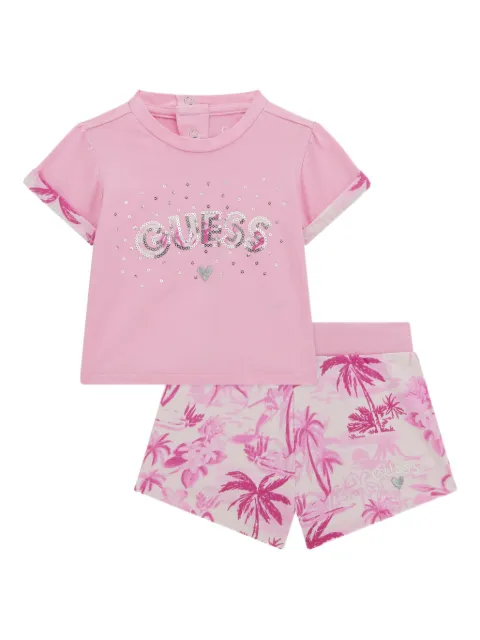 guess kids set de playera y shorts con palmeras estampadas