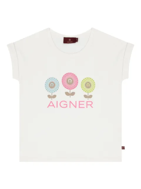 Aigner Kids تيشيرت بشعار وزهور