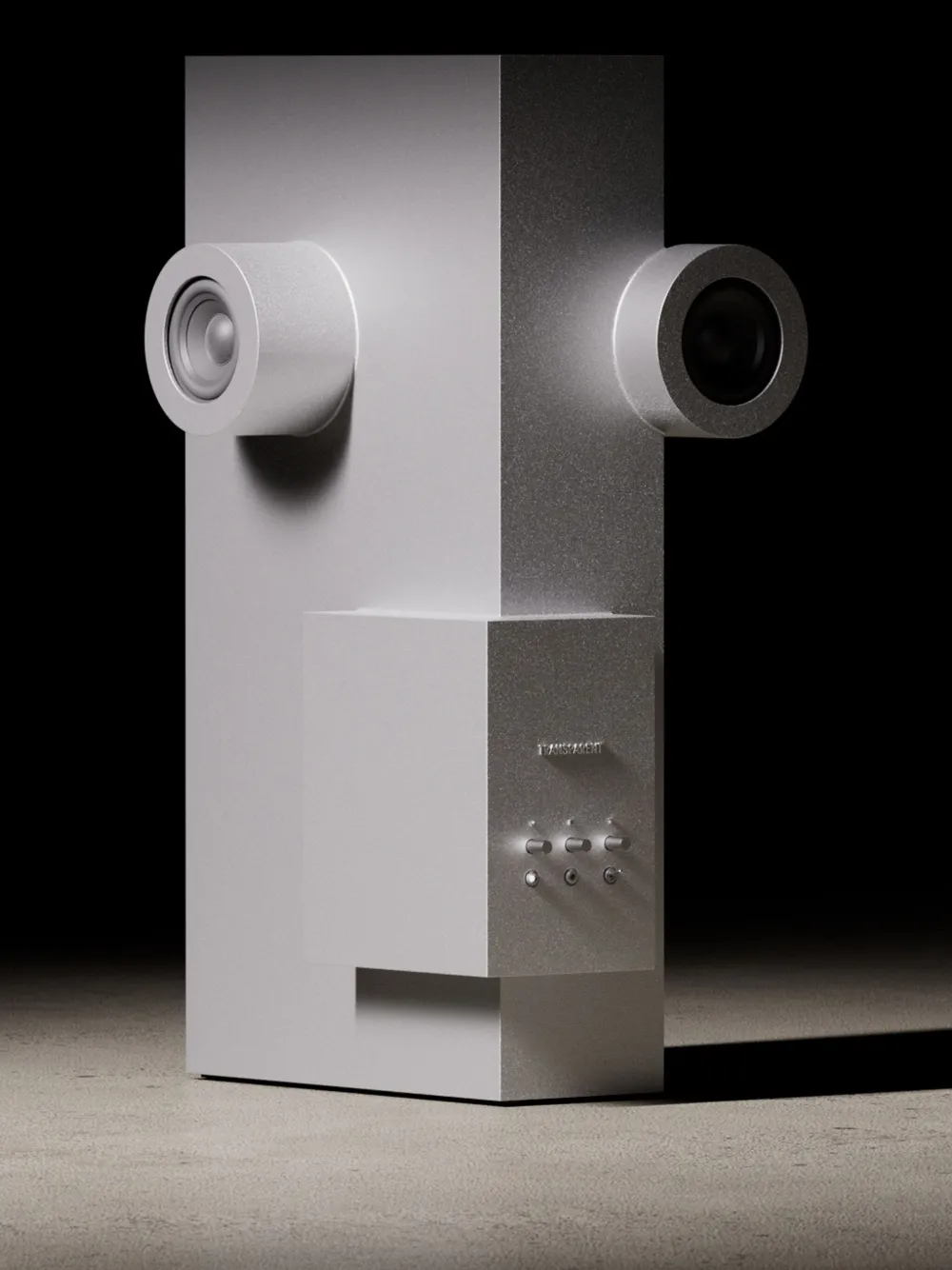 Transparent Brutalist Sculpture Speaker In Metal