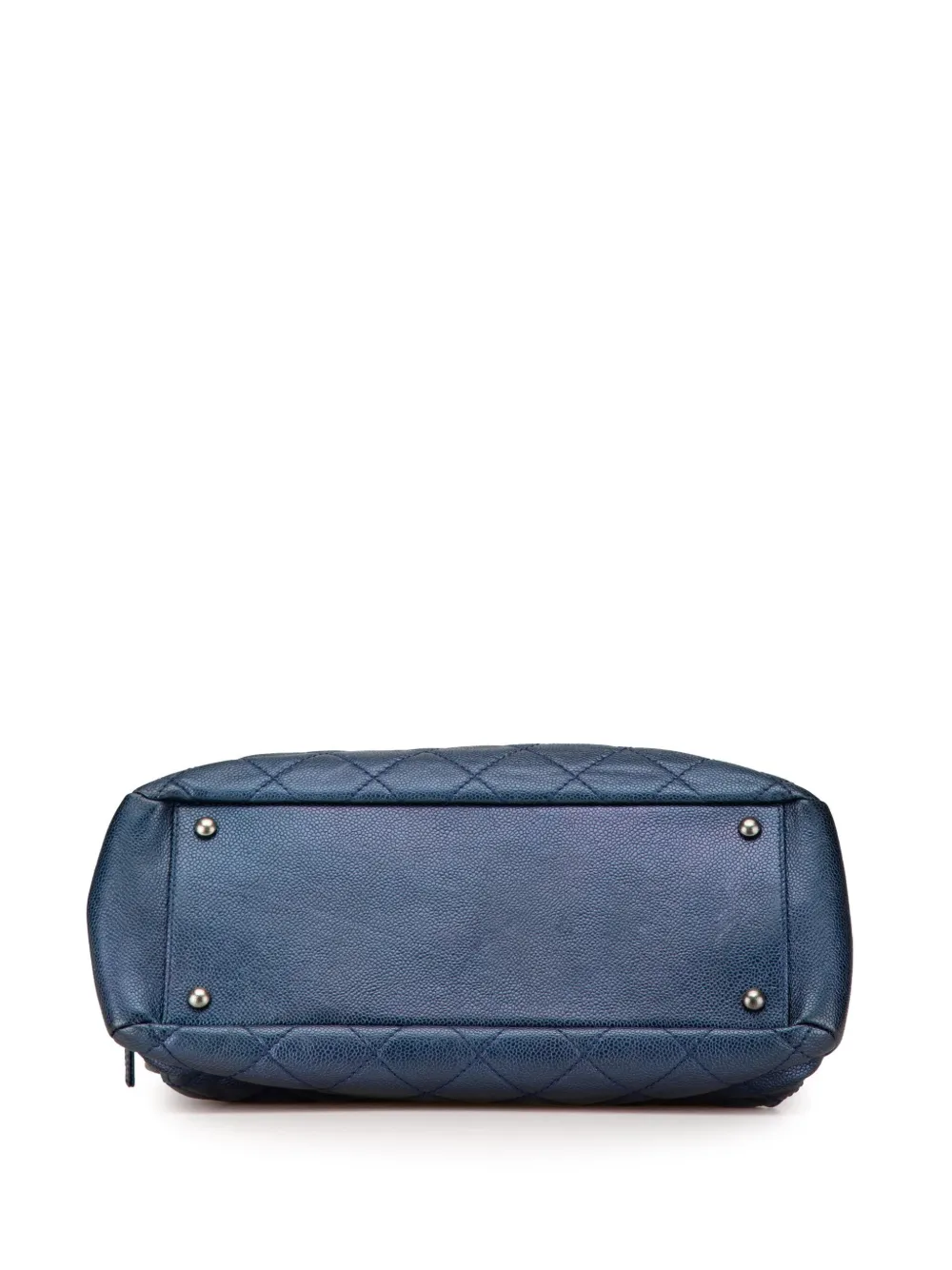 Pre-owned Chanel 2012 Quilted Iridescent Caviar Chic Shopping Tote Bag In Blue