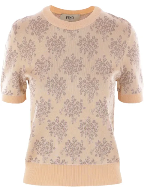FENDI Cropped-Pullover aus Blumen-Jacquard