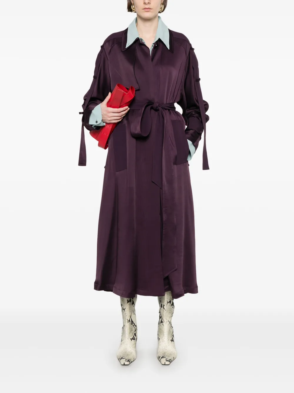 Victoria Beckham Satijnen trenchcoat Paars