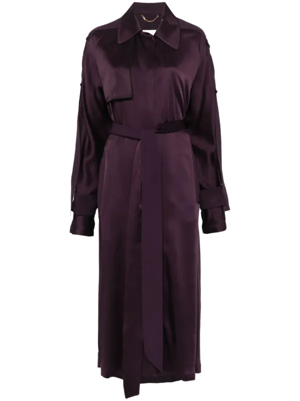 Victoria Beckham Satin Trench Coat in Purple