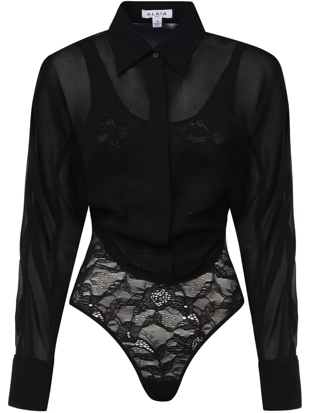 Alaïa georgette bodysuit | Black | Image 1