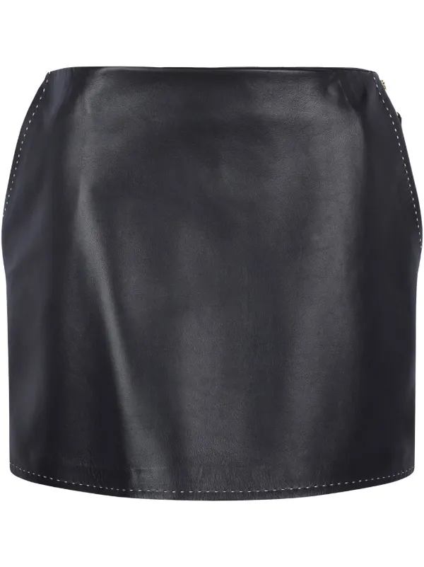 スカート ELISABETTA FRANCHI Leather miniskirt Elisabetta Franchi Leather Mini Skirt | Black | FARFETCH TW