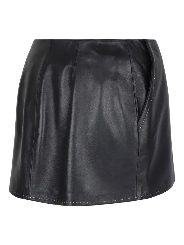 スカート ELISABETTA FRANCHI Leather miniskirt Elisabetta Franchi Leather Mini Skirt | Black | FARFETCH TW