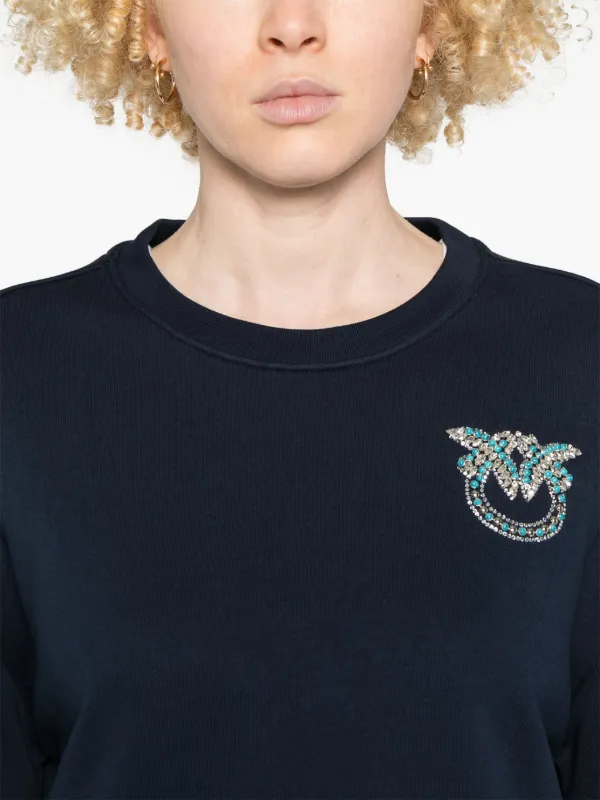 PINKO Love Birds-embellished Sweatshirt | Blue | FARFETCH GE