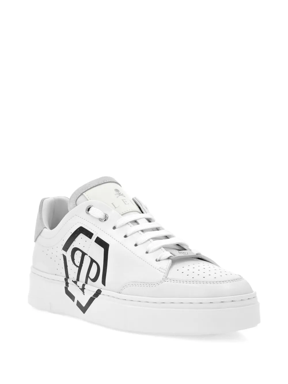 Philipp Plein logo-detailed leather sneakers Wit