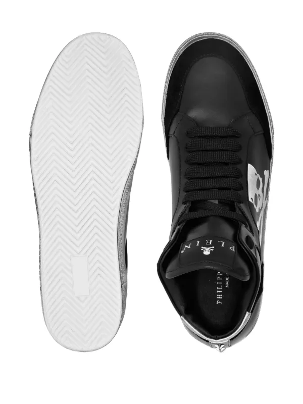 Philipp Plein スカルモチーフ ハイカットスニーカー | ブラック