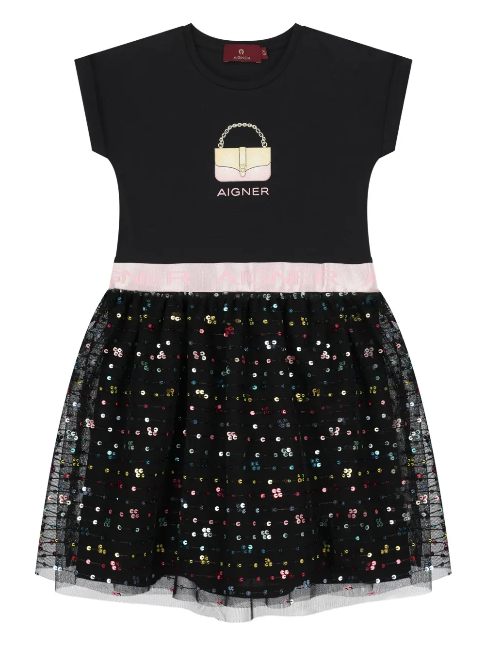 Aigner Kids Jurk met logoprint Zwart
