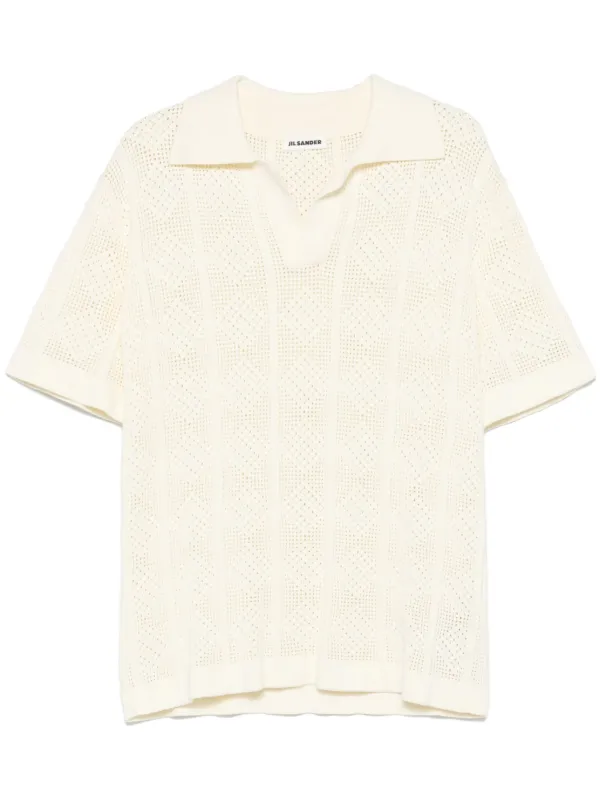 【 Jil Sander】Vネック ポロTシャツ 送料・関税込み Jil Sander ポロ ニットTシャツ | ニュートラル | FARFETCH JP