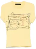 ALAINPAUL printed elasticated-straps T-shirt - Yellow