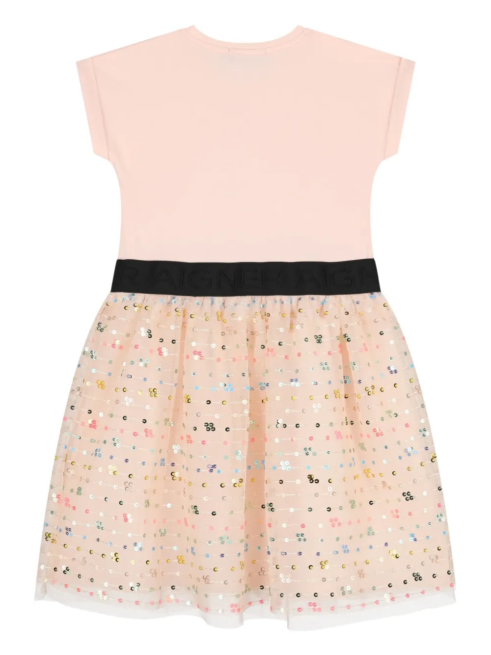Aigner Kids Jurk verfraaid met pailletten en logo Roze