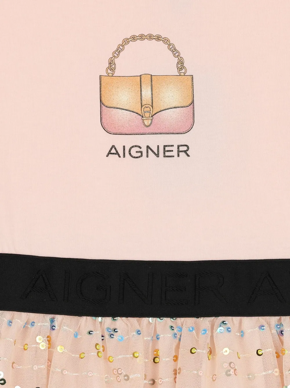 Aigner Kids Jurk verfraaid met pailletten en logo Roze