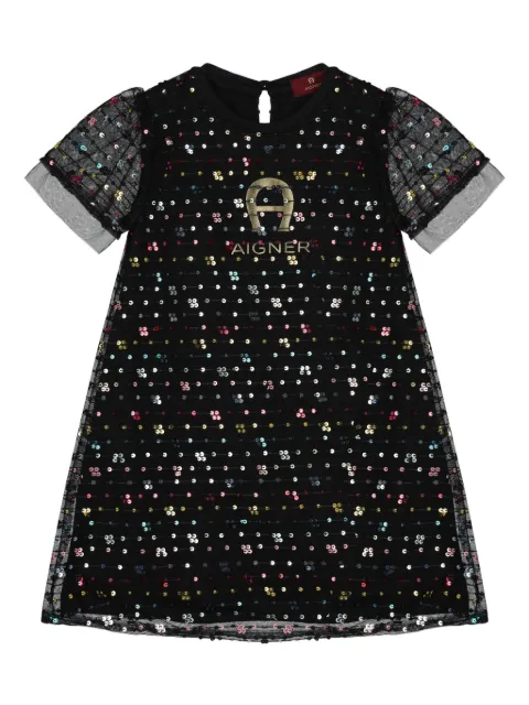 Aigner Kids vestido bordado con lentejuelas