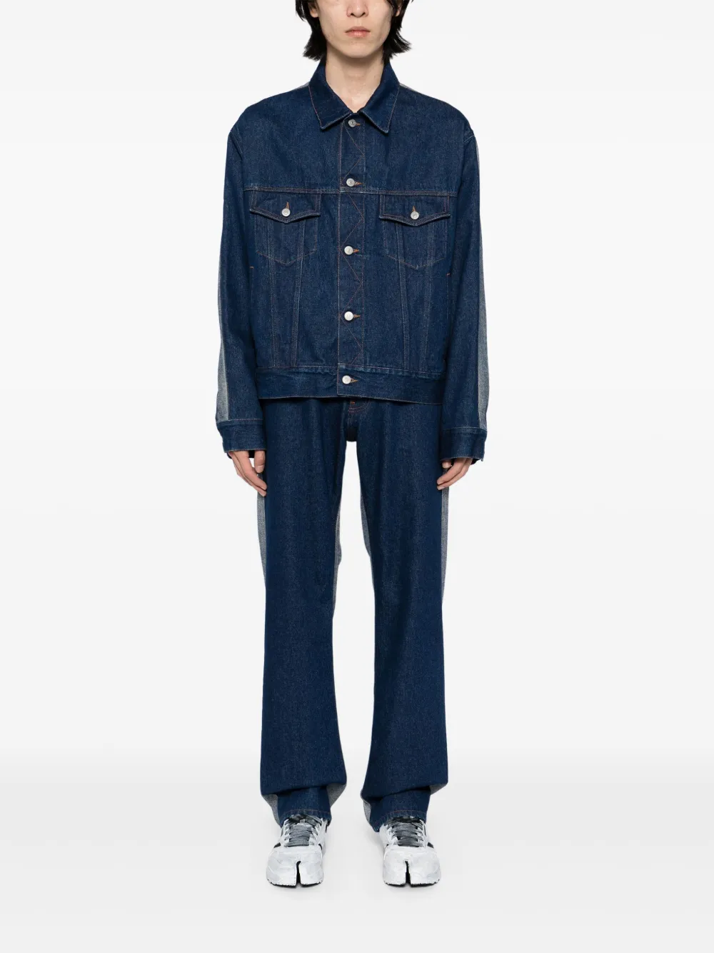 MM6 Maison Margiela patched denim jacket Blauw