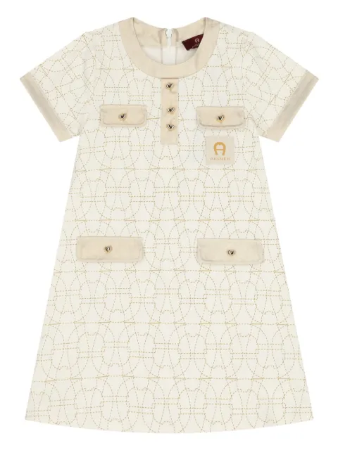 Aigner Kids logo-patch stretch-cotton dress