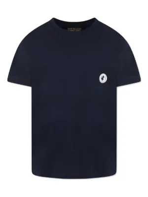 Moncler Enfant Logo Patch Cotton T-shirt | Blue | FARFETCH